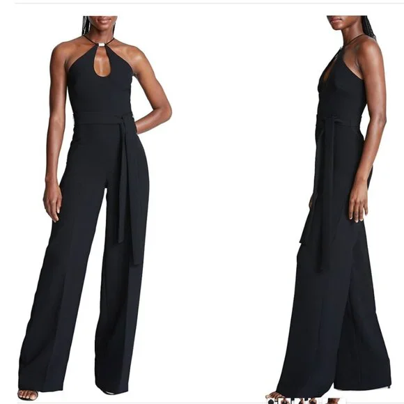 NWT ❣️ Halston Ema Cutout Wide-Leg Halter Jumpsuit Size 2 - Picture 3 of 9
